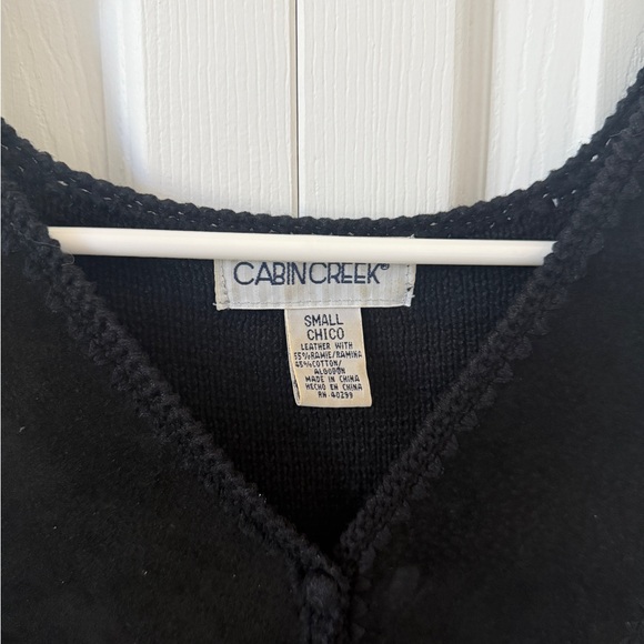 Vintage Black Suede Leather Vest with Crochet Details - Picture 4 of 4